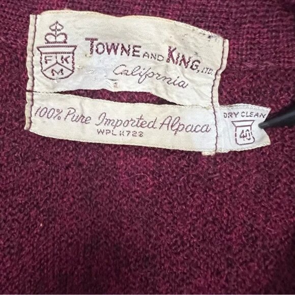 Vintage Towne & King 100% Alpaca Cardigan 1950s Knit Sweater Size 40 Unisex - Picture 4 of 5